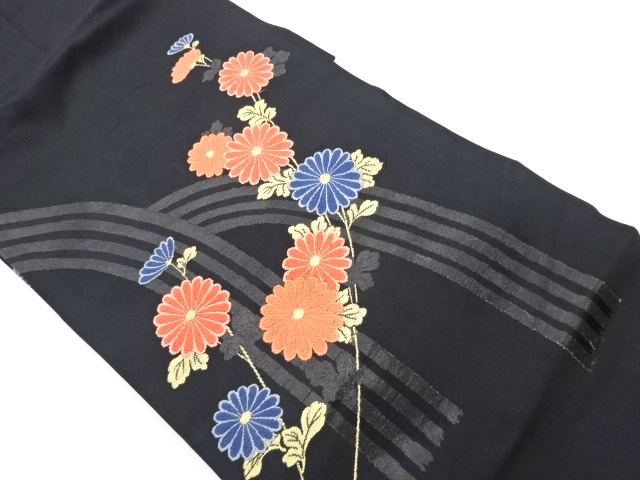 滝文に菊模様織出し名古屋帯